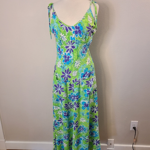 Jams World Dresses & Skirts - Jams World Lime Green Flower Pop Floral Maxi Dress